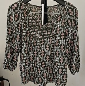 Mossimo Supply Co. Black and Pink Floral Blouse